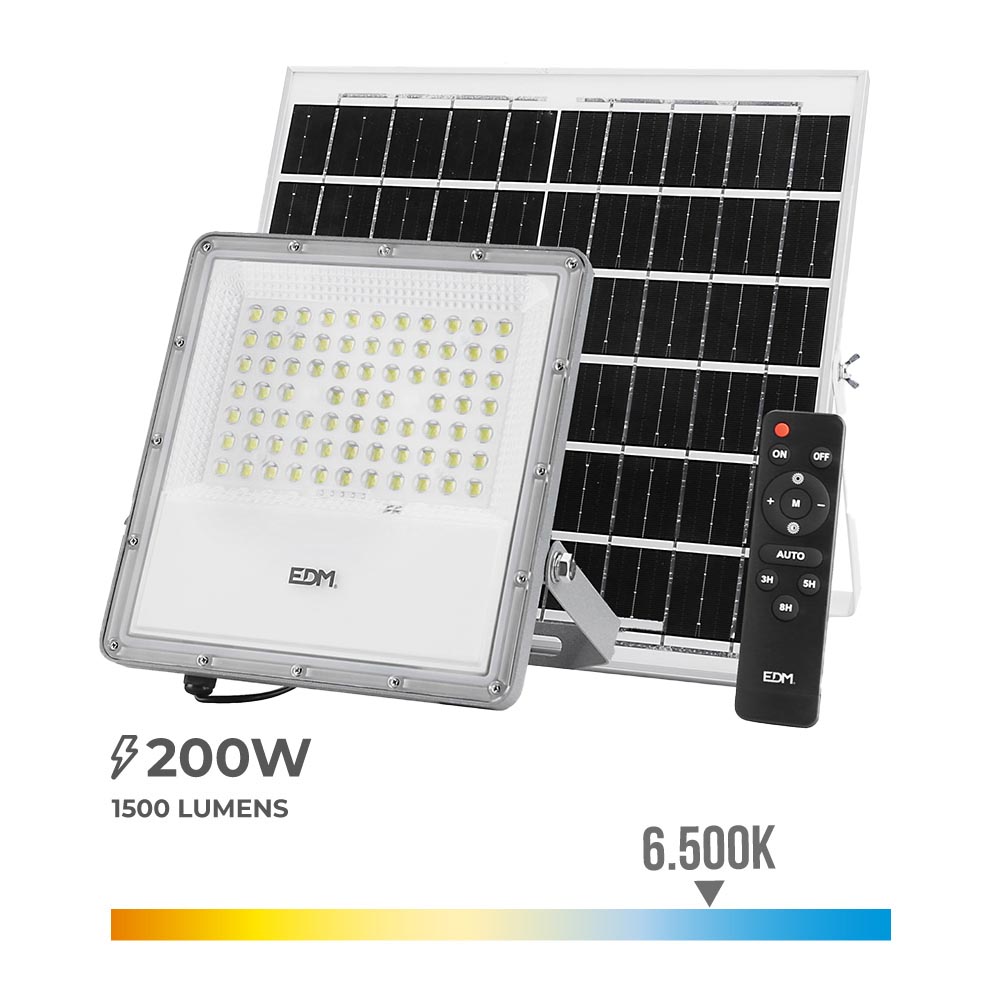Projetor LED Solar 200W 1500Lm 6500K IP65